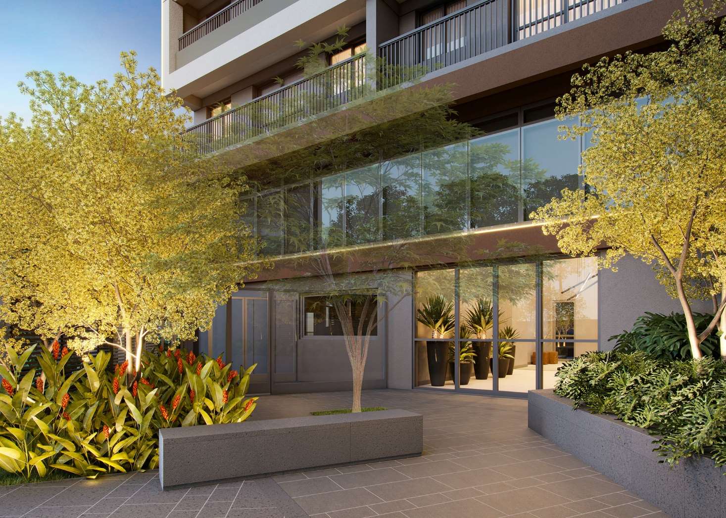 Perspectiva ilustrada — acesso e lobby